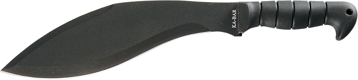 Kukri Machete Knife 11.5" Black Curved Blade with Handle and Protective Sheath, Outdoor Cutting Tool