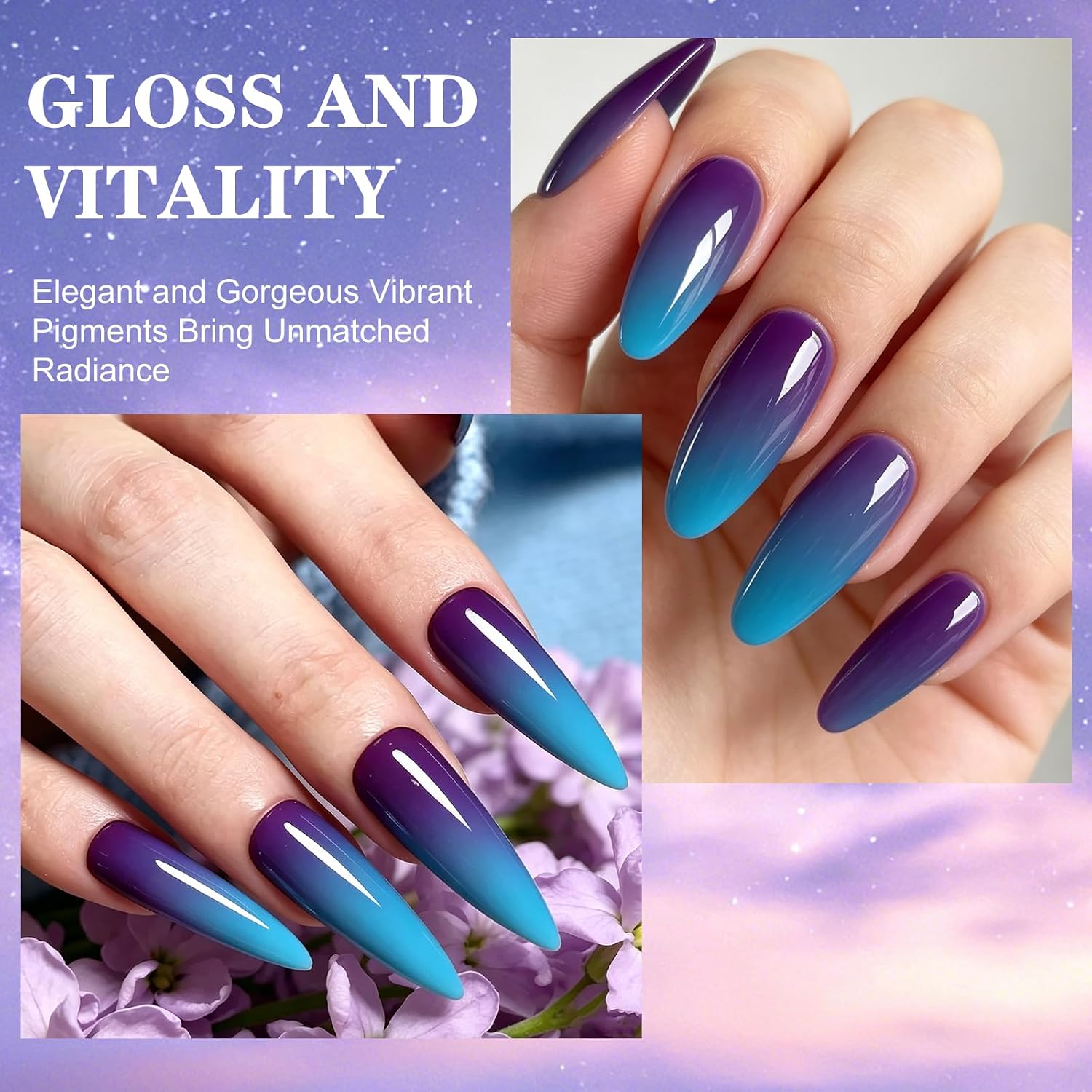28g/Box Blue Purple Temperature Color Change Dip Powder Nails Dipping Nails Long-lasting Nails No UV Light Needed, (W-No.23)