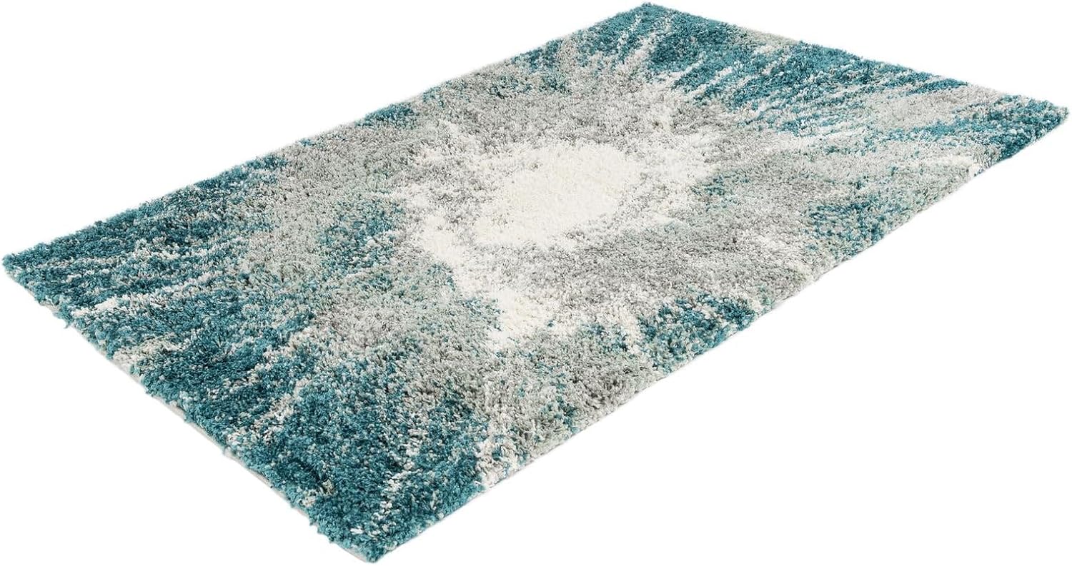 Rugs.com Soft Touch Shag Collection Rug – 4x6 Teal Shag-Pile Rug Perfect for Entryways, Kitchens, Breakfast Nooks, Accent Pieces