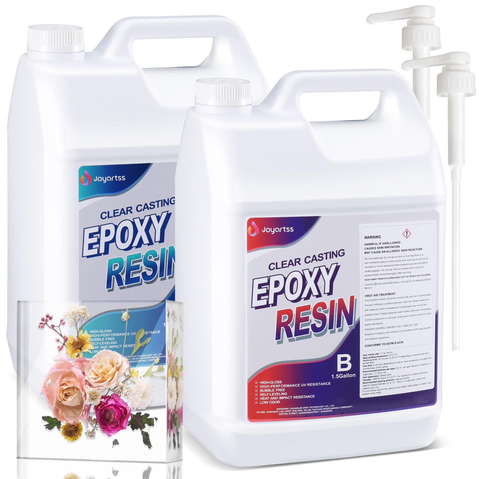Epoxy Resin 3 Gallon with Pumps,Newly Formulated Crystal Clear Epoxy Kit,No Yellowing & Bubble Free Resin and Hardener for Table Top,Wood,Jewelry,Tumblers,Art Crafts