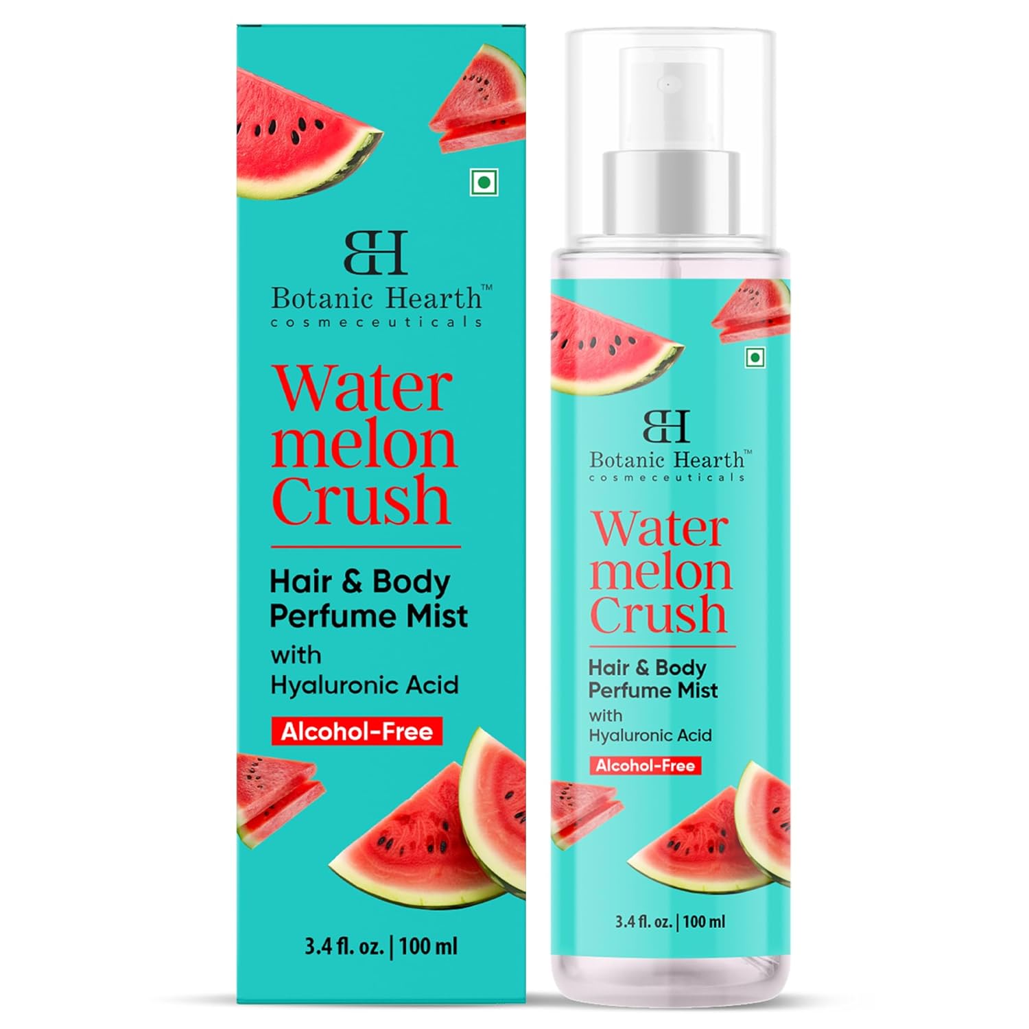 Botanic Hearth Watermelon Hair Perfume & Body Mist, Long-Lasting Hair Deodorizer & Body Scent for Women & Men, Alcohol-Free Clean Fragrance Hair Spray For Everyday Wear, All Day Freshness, 3.4 Fl Oz