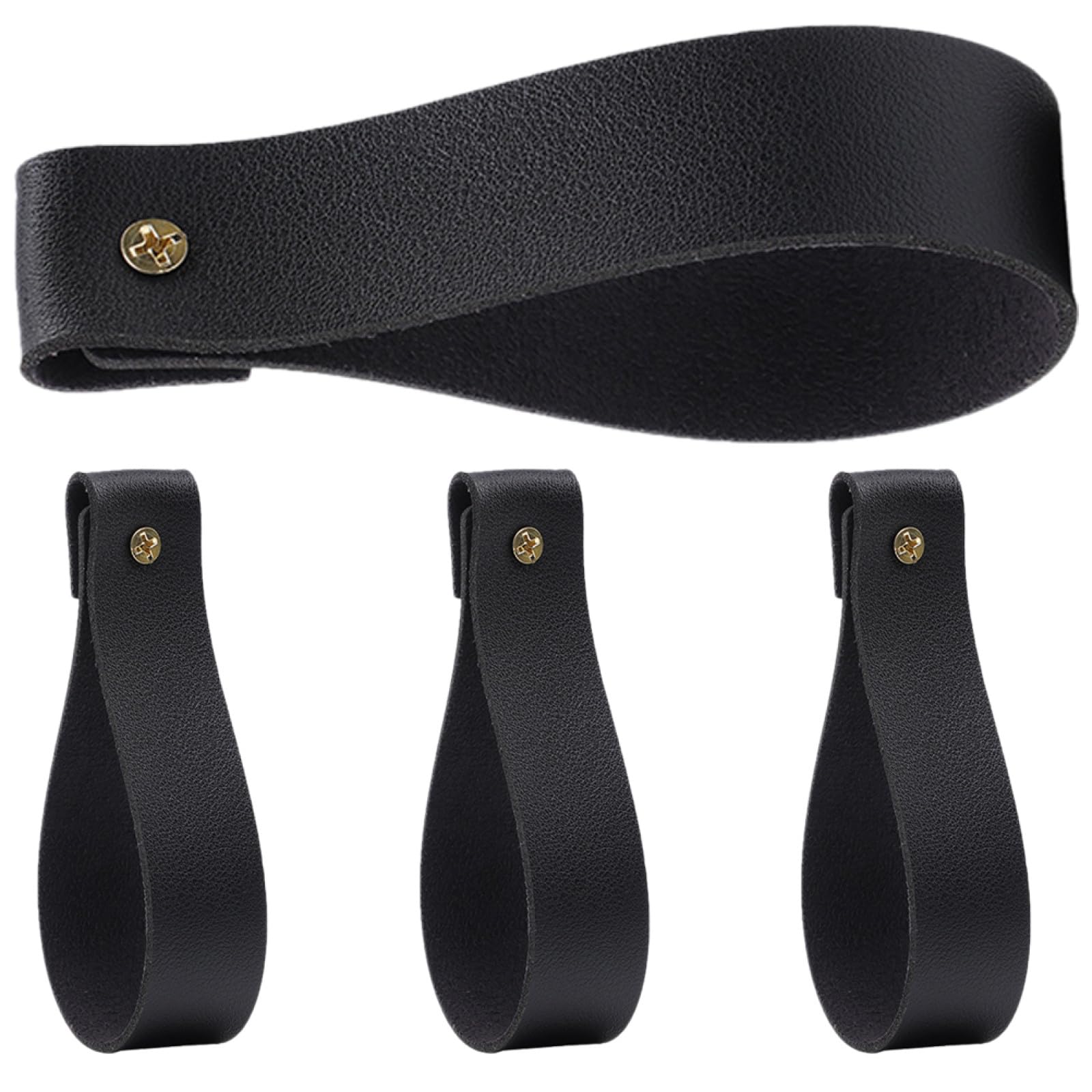 4 Pcs Crochets Muraux en Cuir Noir Style Bohème pour Supports de Tringle à Rideaux, Installation Facile, pour Salle de Bain Cuisine