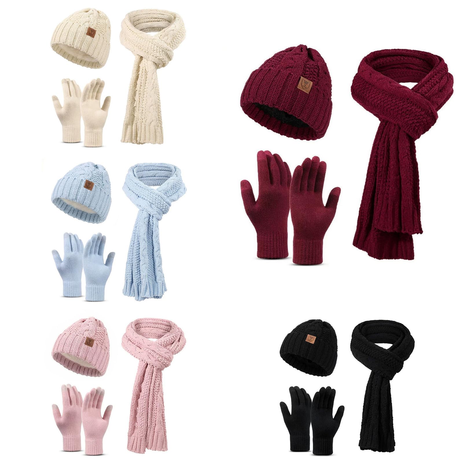 GIBZ Damen Mütze Schal & Handschuhen für Winter mit Fleece