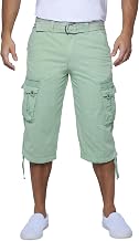 X RAY Men's Belted Long Cargo Shorts for Men, Below Knee Length Mens Cargo Shorts, 3/4 Pants (Big and Tall Shorts for Men)