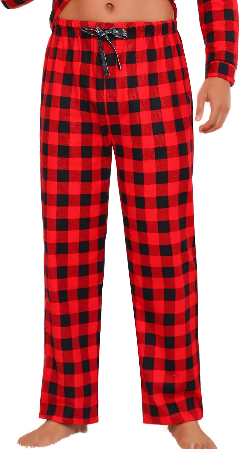 ENJOYNIGHT Mens Flannel Pajama Pants 100% Cotton Lounge Bottoms Plaid Pjs - Image 2