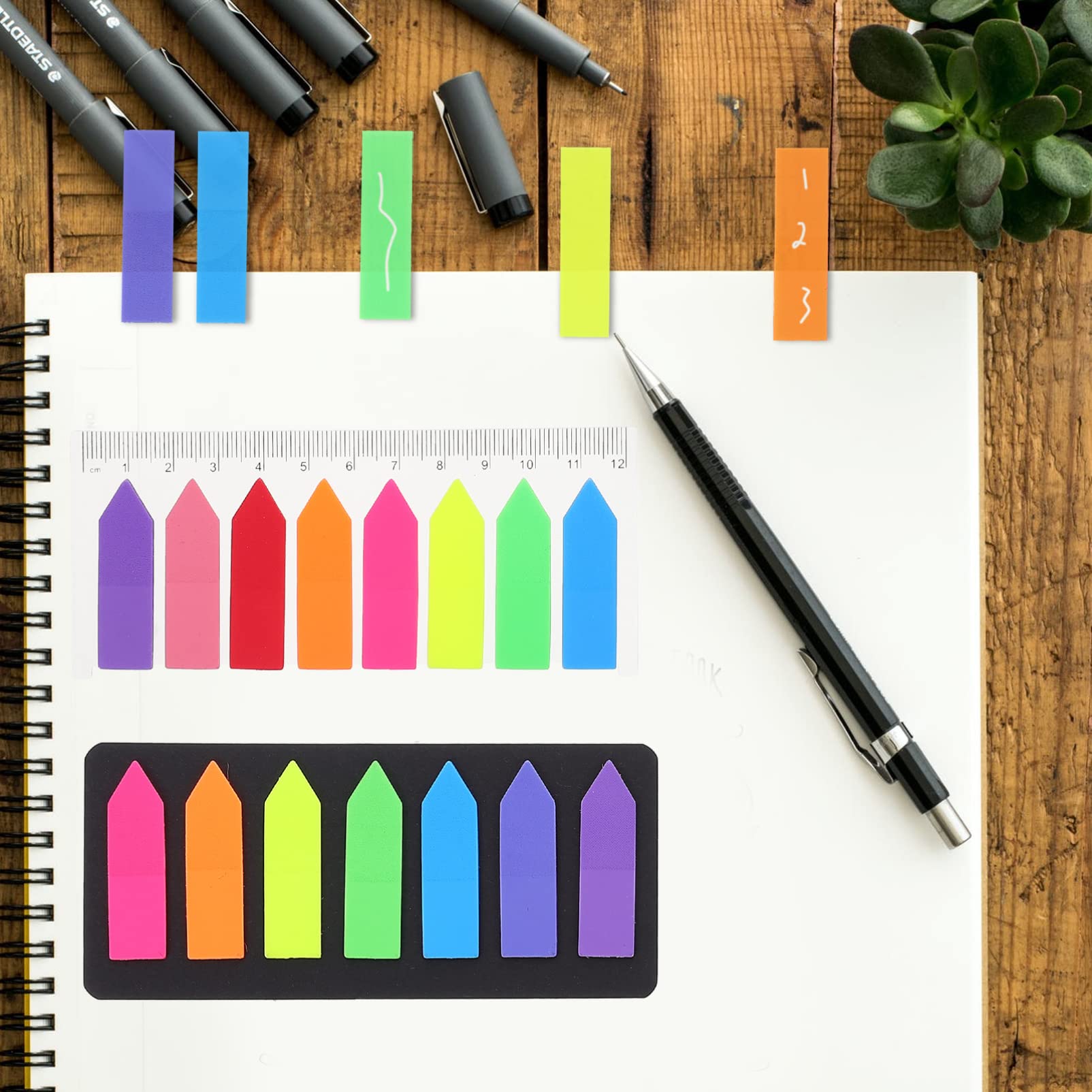 MAGICLULU 30sets Linguette Adesive Colorate Per Libri Segnapagina Fluorescenti Facili Da Usare e Portatili Per Annotazioni e Studio Materiale Resistente e Duraturo Confezione Pratica Per