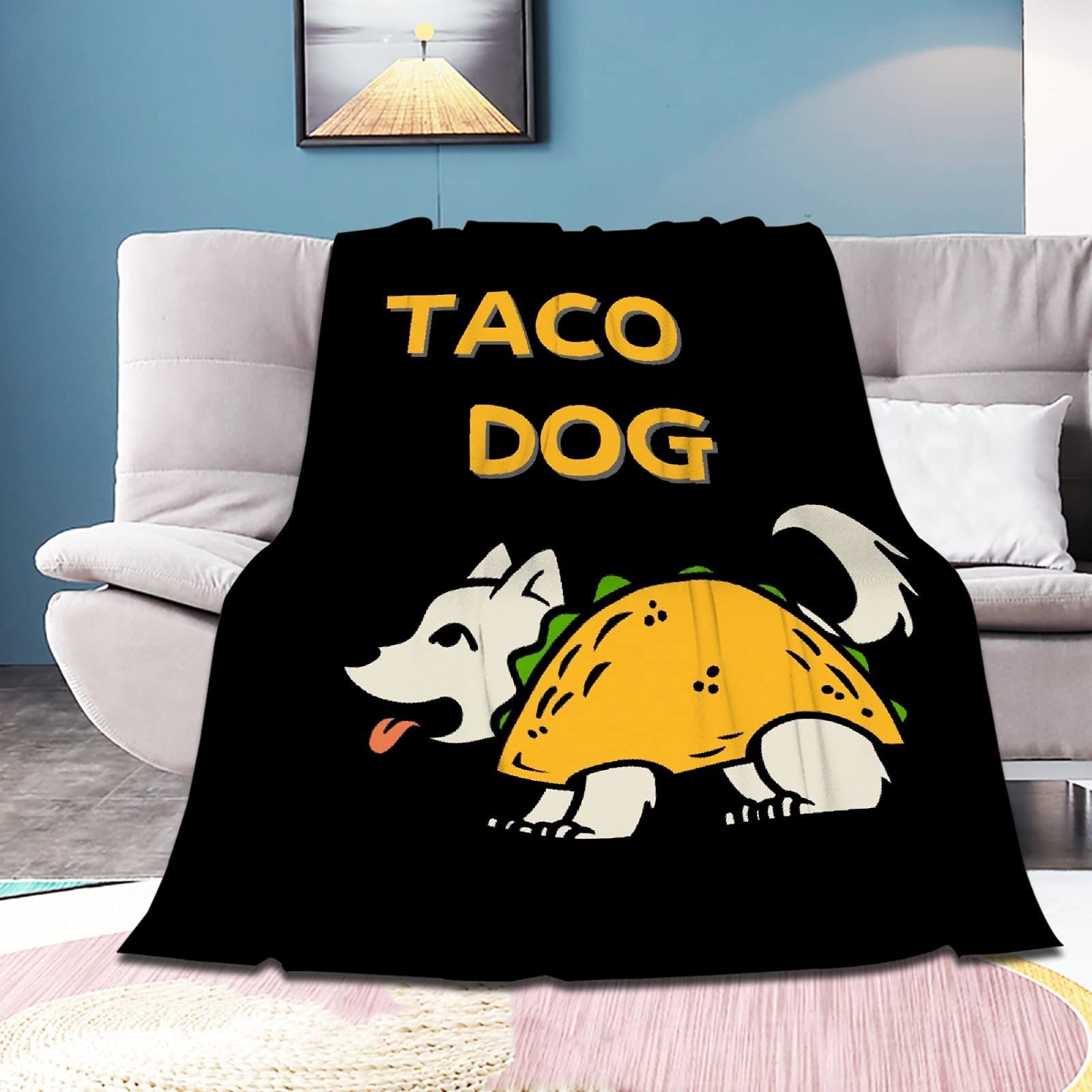 Atthadassi Taco Dog Blanket Super Soft Flannel Blankets for Bed Sofa Living Room Bed Throw for Boy Girls Kids Children Multicolor 40