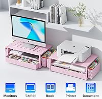 Vista 8 de gianotter Organizadores de escritorio y accesorios, soporte para monitor con cajón y 2 soportes para bolígrafos, organizador de escritorio adecuado