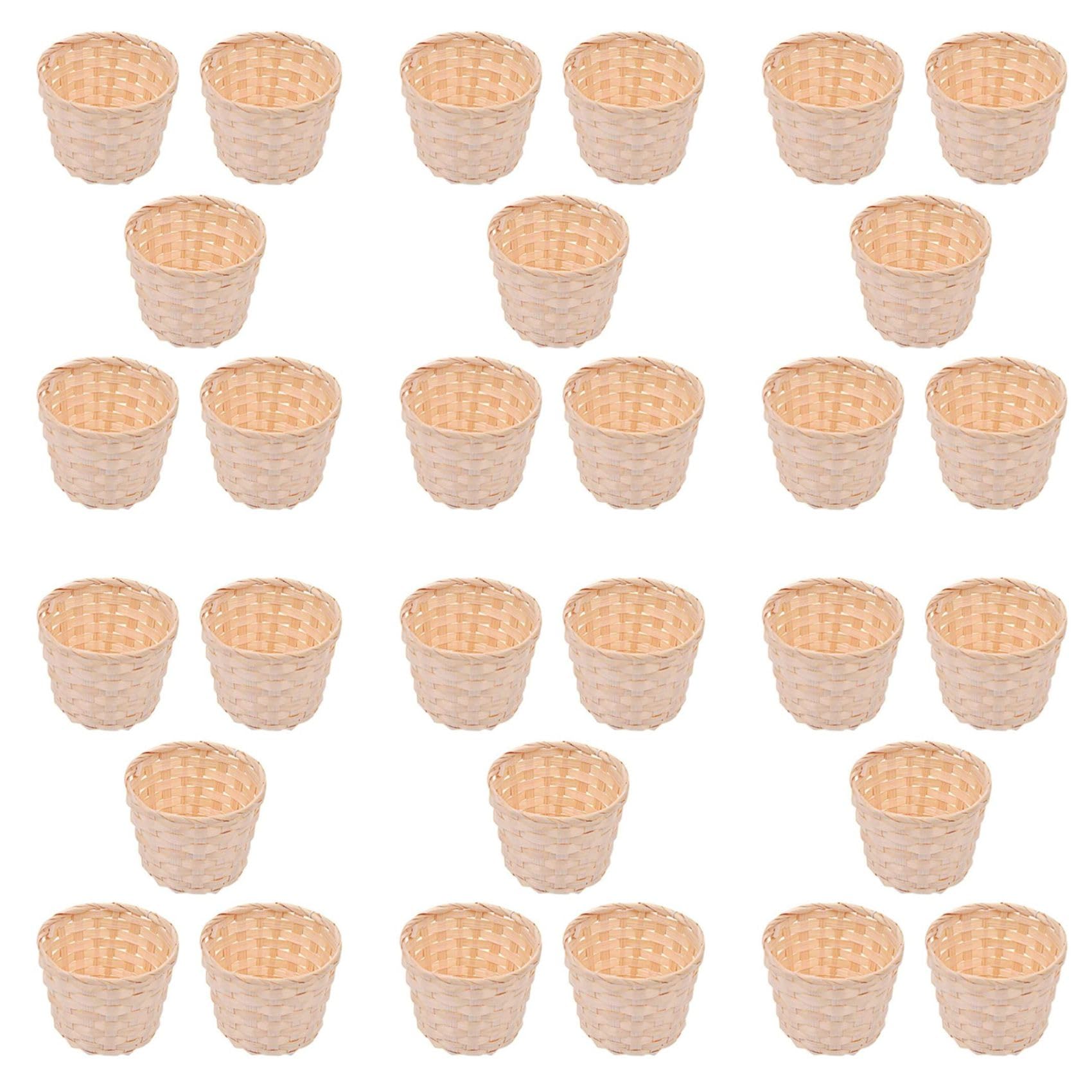 Hndhbfgrt 30PCS Mini Woven Baskets Without Handles for Party Favors Crafts Decor Suitable for Various Occasions(7.5X6cm)