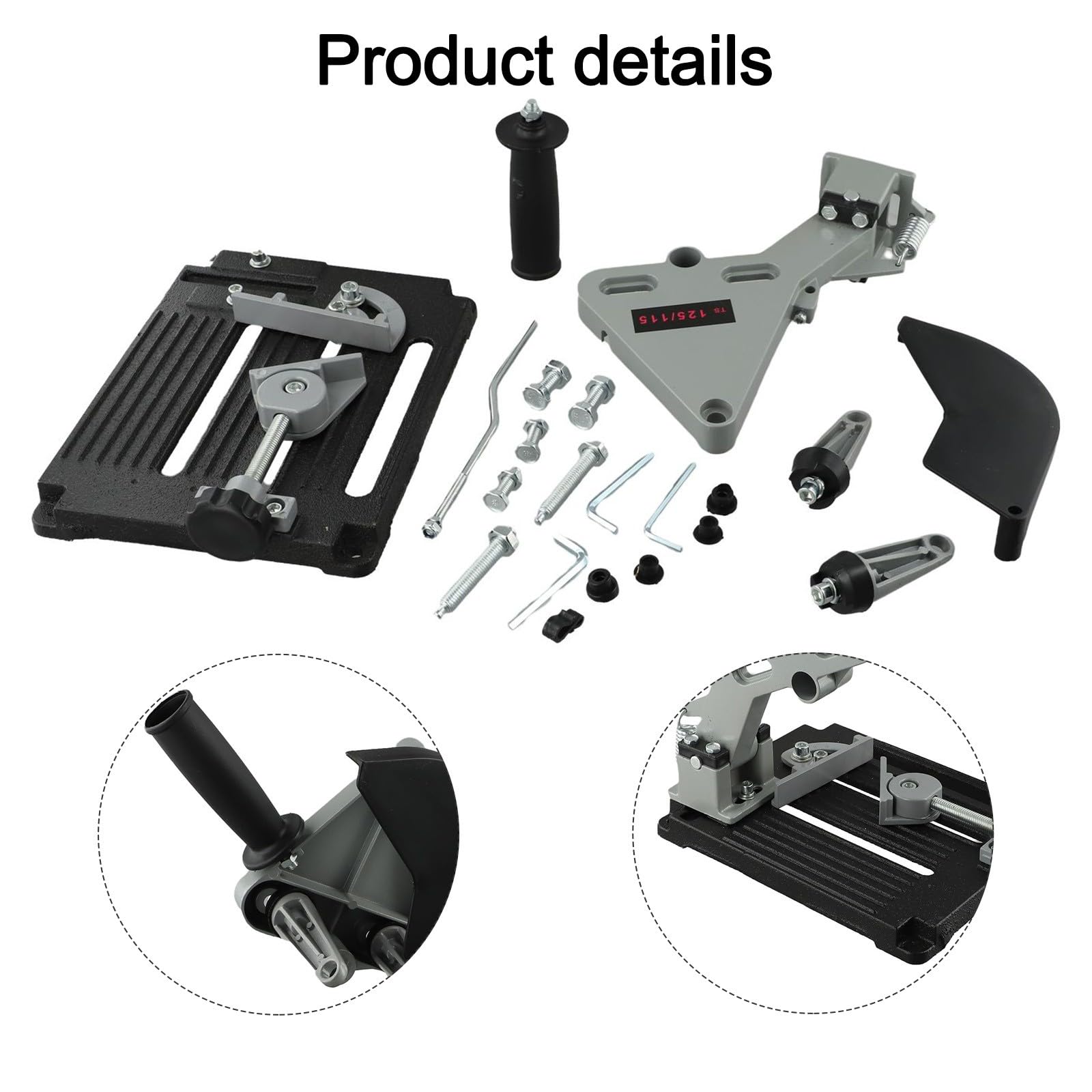 Soporte para amoladora angular con tensor de pieza ajustable y protector de chispas, para amoladoras angulares de 100-125 mm, para cortar metal, madera, PVC