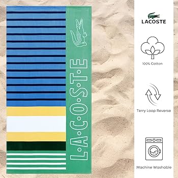 Lacoste Sporty Stripe 100% Beach Towel, 72