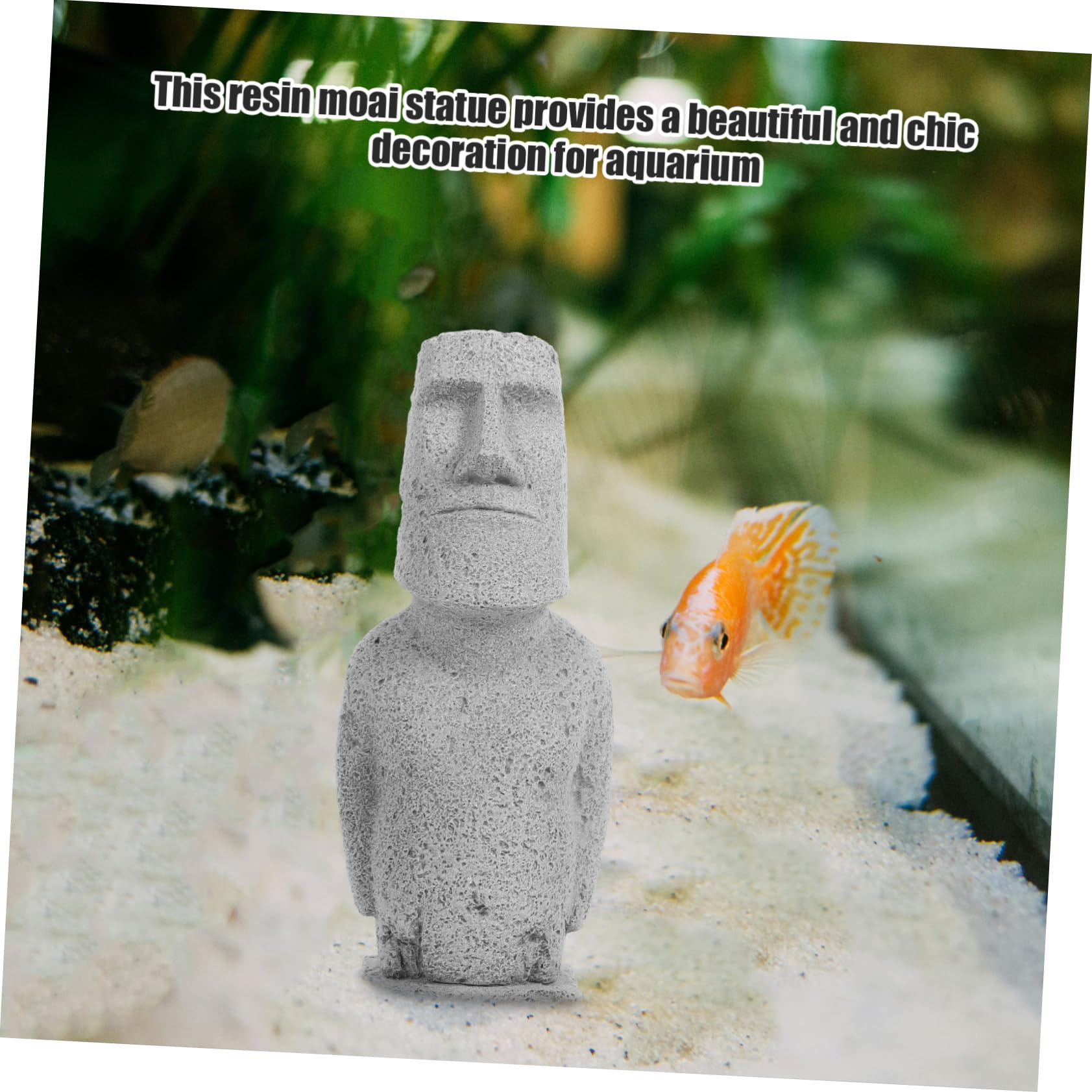 Mobestech 4 Pièces Statue Moai Simulée Décorations D'aquarium Pâques Pierre Décoration D'aquarium Sculpture Ornements Statue De Moai Moaï Grès Grey
