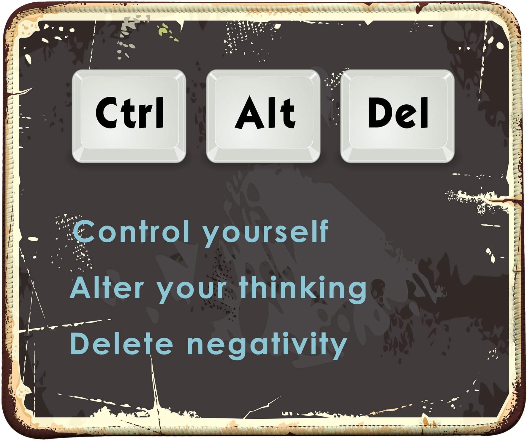 Inspirational Quote Mouse Pad, Stitched Edges Mouse Pad with Ctrl Del Alt Quote Pattern