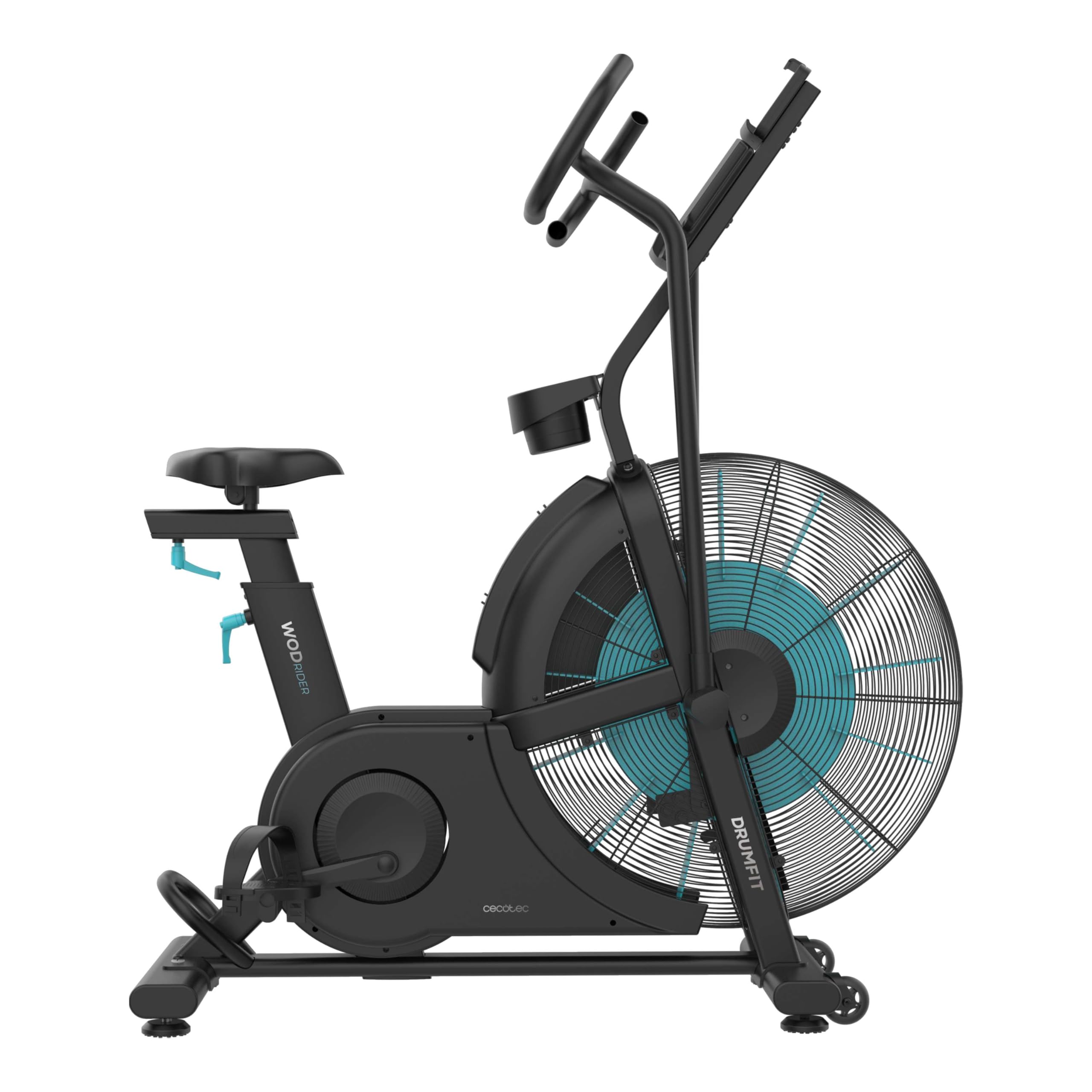 Cecotec Bicicleta de Aire Drumfit WOD Rider Ultimate. Ventilador 679.5mm, Pedaleo Bidireccional, Sistema de Doble Correa, Pantalla LCD HD, Compatible APP Mambo, hasta 150kg y 190cm de Altura