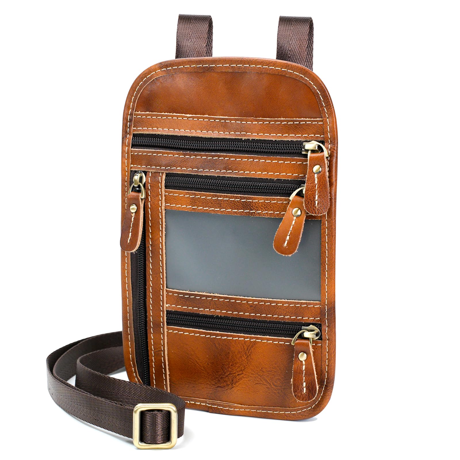 Portafoglio in pelle pieno fiore, custodia da viaggio per passaporto con | Pelle bovina Crazy Horse, cerniera YKK e hardware in ottone, cinturino a 3 vie, organizer multitasche