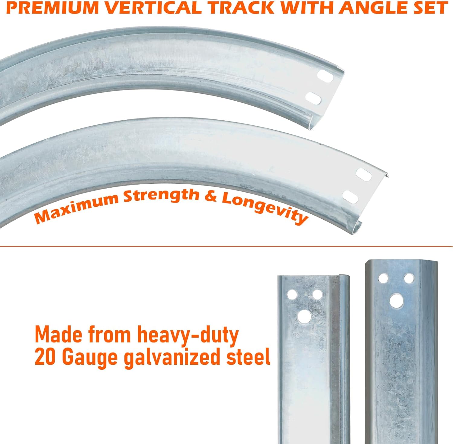 w/12 Radius Garage Door Track for 7' Door | Total Length 8.5FT Garage Curved Track | Suits 2" Pulley | 1.5mm 20 Gauge Steel | Pair