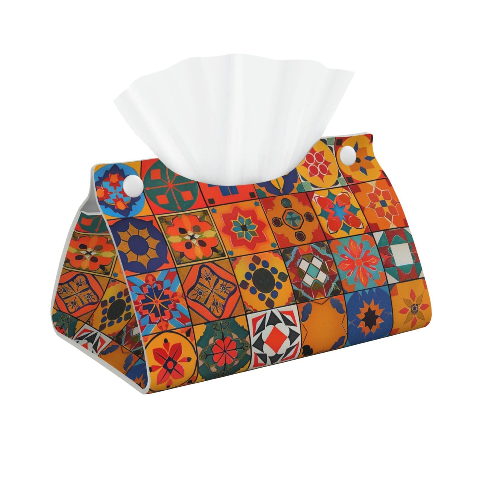 Group of Moroccan Geometric Print Tissue Box Cover Foldable Tissue Storage Box Leather Tissue Cube Box Holder for Living Room Bedroom Office Car Home Decor