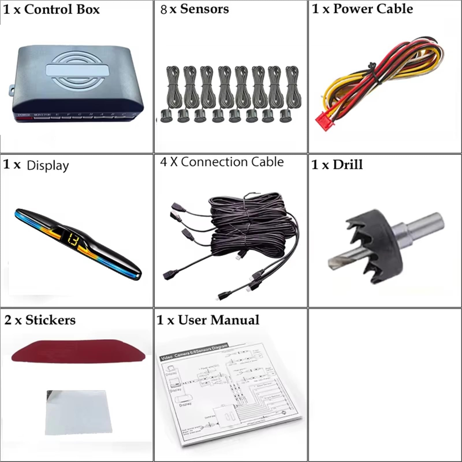 Car Parking Sensors 6 8 Kit de capteurs Radar Capteur Stationnement
