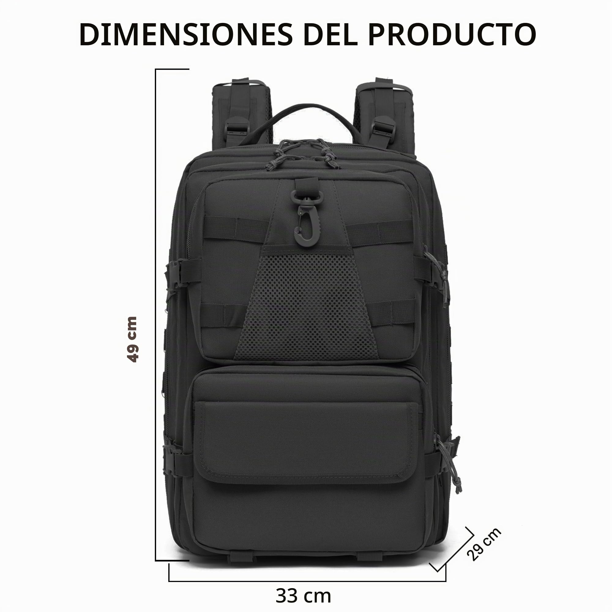 aiGear 50L Mochilas Tácticas Militar Gran Capacidad con Sistema Molle Negra