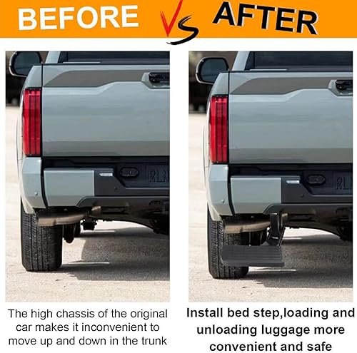 Miniatura 4 de NINTE Paso retráctil de la cama lateral del parachoques trasero para Toyota Tundra 2022 2023 Paso de camión plegable Escalón retráctil para puerta