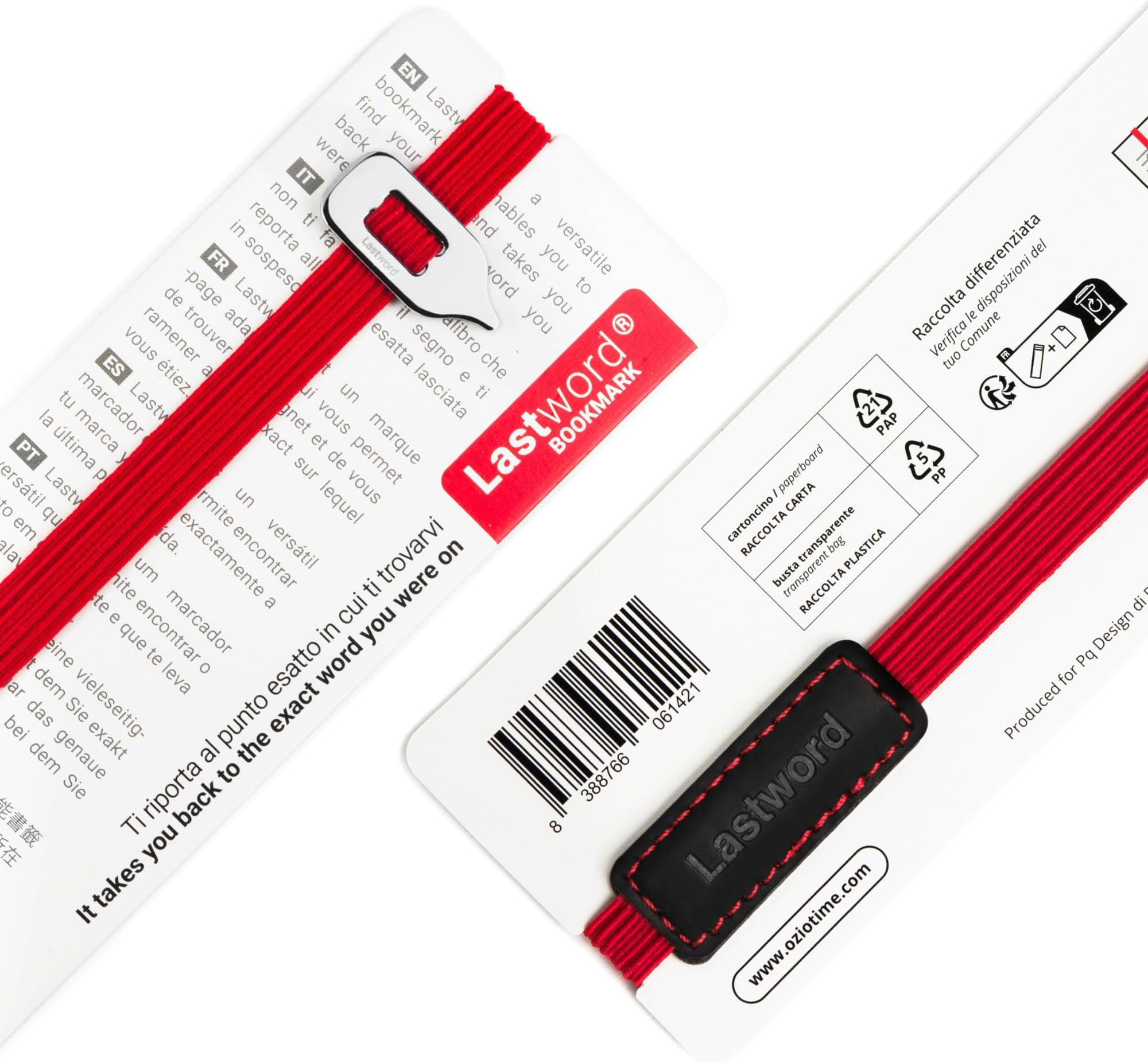 Lastword Bookmarks - Elastic Bookmark Perfect for Any Book, Office, for Women, Men and Children - Don't Lose Your Mark, Made in Italy Book Marks, Red