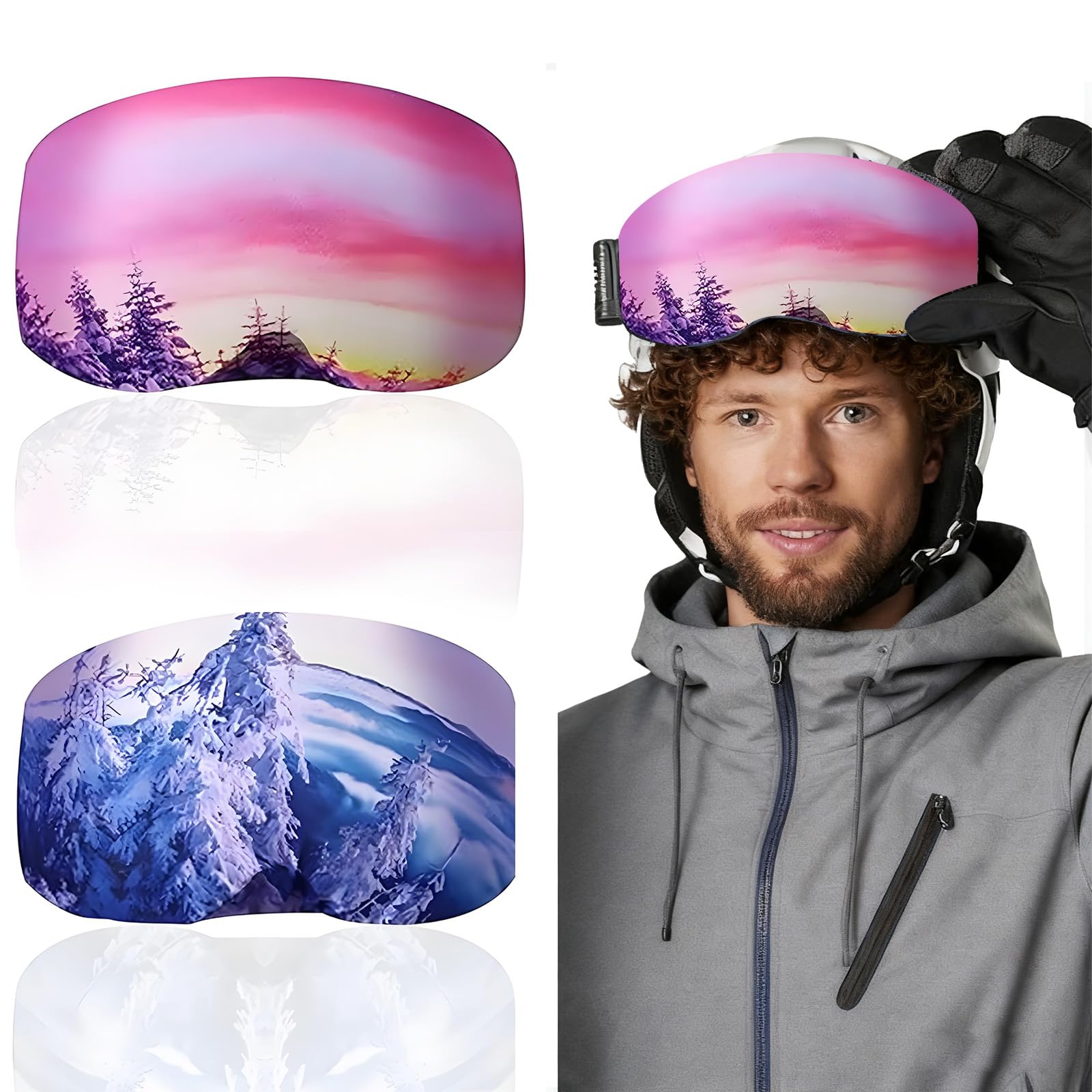Quaverro Protective Goggle Cover, 2 Pcs Ski Goggle Protector Cover, Ski Goggle Cover Sleeve, Ski Goggles Protective Cover, Fashion Ski Goggles Protective Cover, Gifts for Ski Lovers