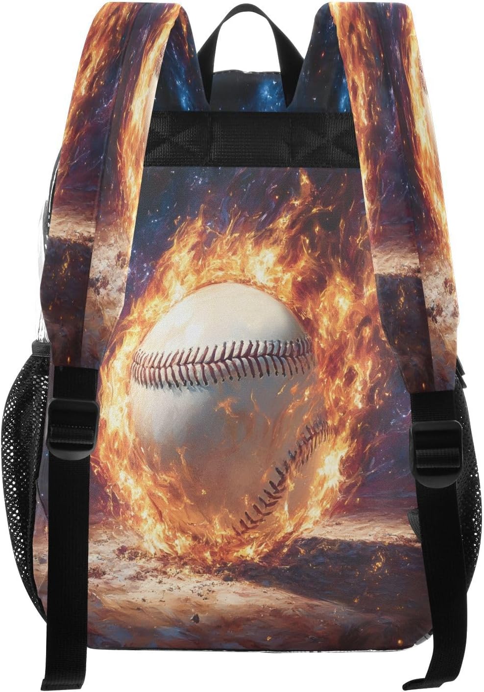 Baseball Flame Sky Clear Backpack Heavy Duty See Through Transparent PVC BookBag for Kids Boy Girl Adult School Work