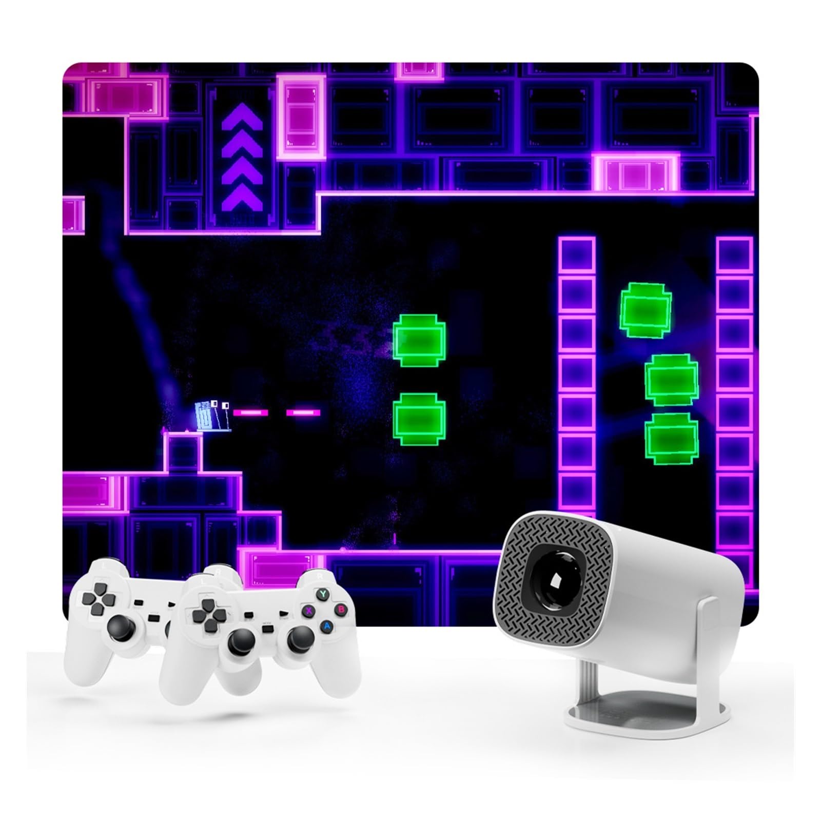 Proyector de Juegos S40MAX 2.4G/5G WiFi6 BT5.4 Consola de Juegos Retro Compatible con Video 4K con 2 Controladores de Juego(UK Plug)