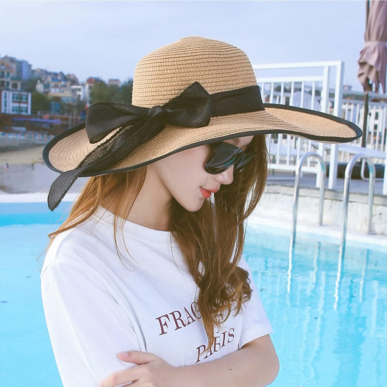 Beach Hats for Women Men Big Straw Wide Brim Summer Hat Floppy Foldable Roll up Cap for Beach Outdoor UPF 50+ - Image 4