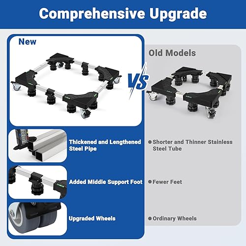 Miniatura 3 de Nefish Base de soporte para lavadora de tamaño completo de 24 a 31 pulgadas con 4 ruedas y lavadora y secadora de 10 pies, soporte para nevera,