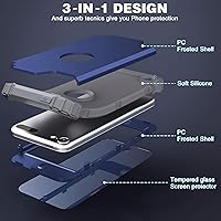 Vista 9 de IDweel Funda para iPod Touch de 7ª generación con 2 protectores de pantalla, híbrida 3 en 1, a prueba de golpes, delgada, resistente, carcasa de Azul