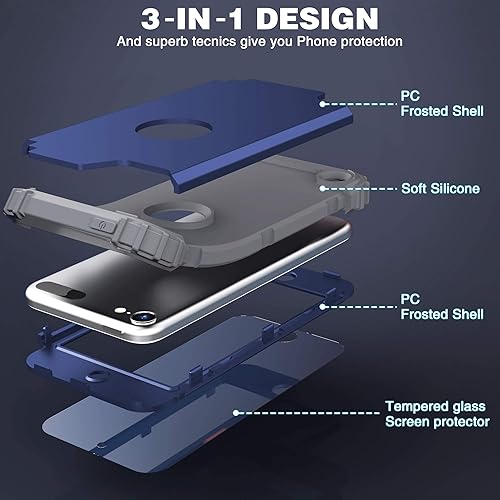 Miniatura 9 de IDweel Funda para iPod Touch de 7 generación con 2 protectores de pantalla, híbrida 3 en 1, a prueba de golpes, delgada, resistente, carcasa de