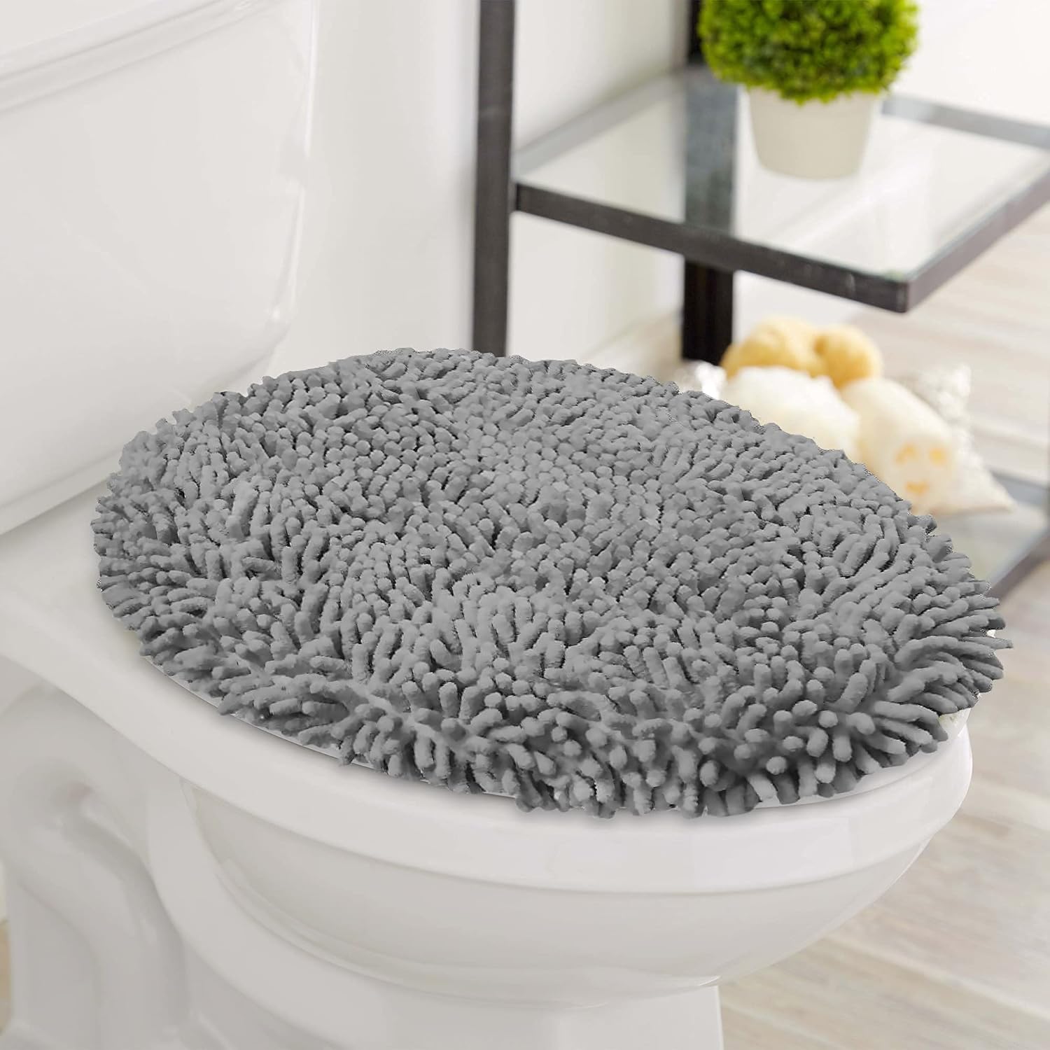 LuxUrux Complete Your Bathroom Décor Bathroom Rugs 3pc Non-Slip Shaggy Chenille Bathroom Mat Set, Includes U-Shaped Contour Toilet Mat, 20 x 30'' and 18 x 20'' Lid Cover
