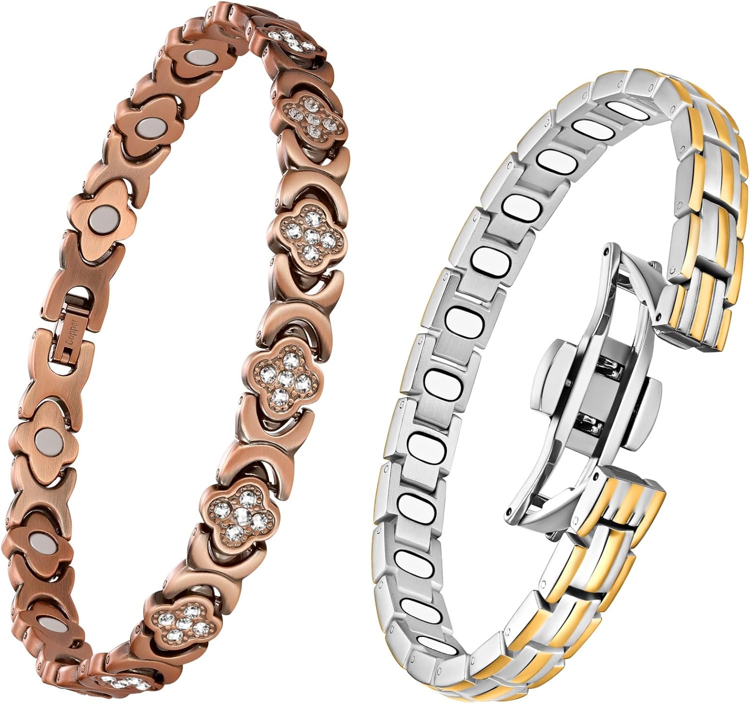 Feraco 5X Strength Magnetic Stainless Steel Bracelets for Women, Copper Ankle Bracelet for Women, Adjustable Jewelry Gift