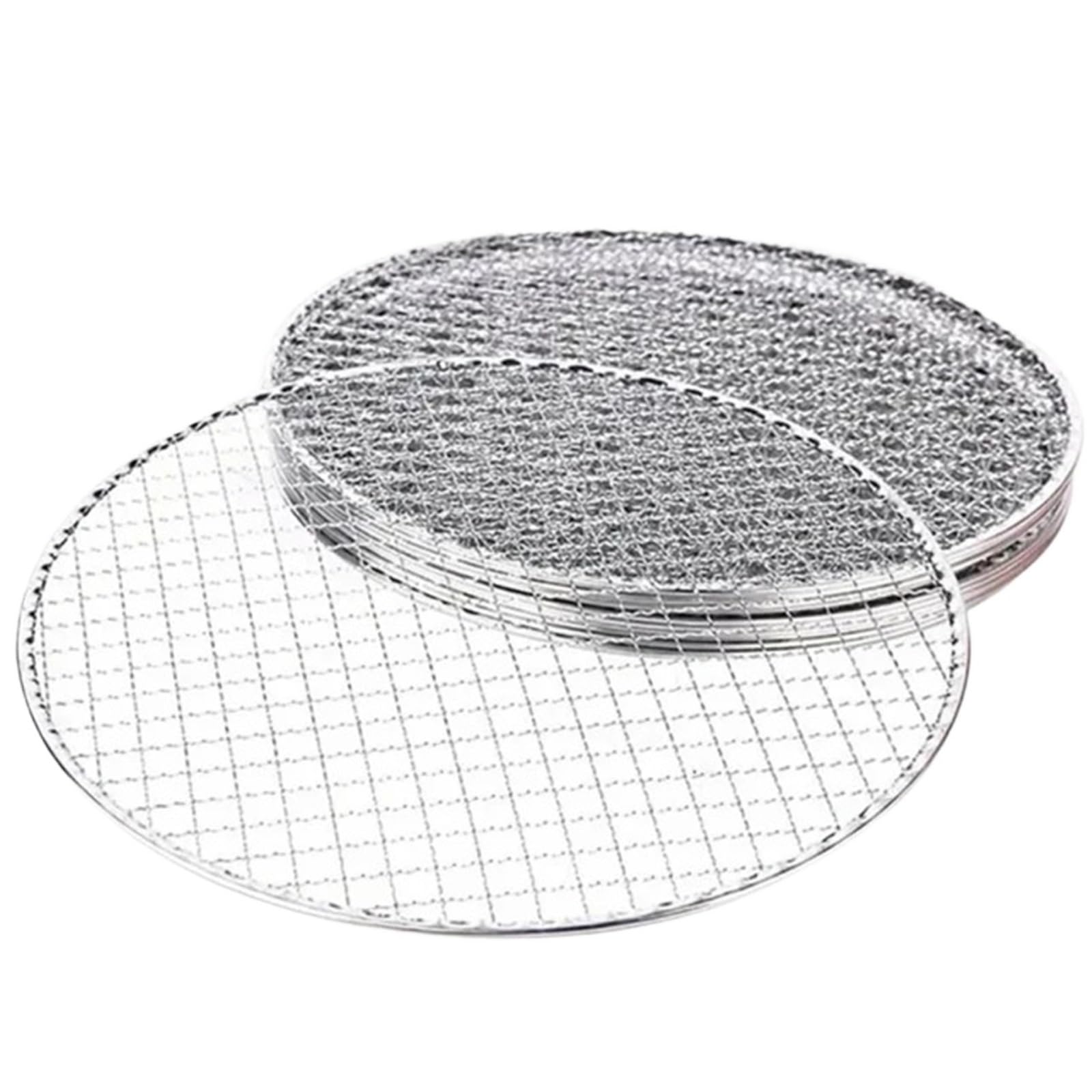 Okrągła siatka do grilla ze stali nierdzewnej 304 | Srebrna, 25/28/33 cm, do biwakowania, grillowania, pieczenia na parze, chłodzenia: siatka stalowa, 5 szt.(33CM)