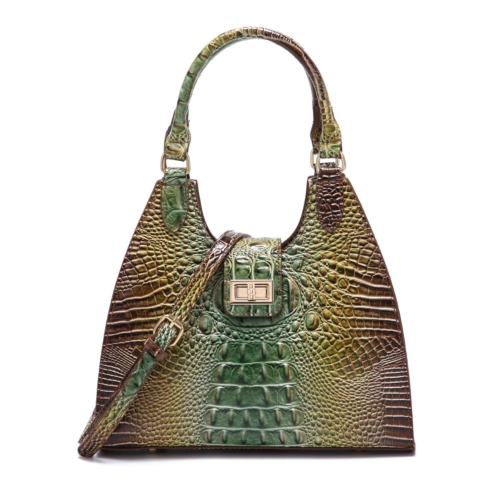 Makcr Joacbv Ladies Tote Leather Bags for Women Crocodile Embossed Zipper Satchel Purse Classy Compartments Crossbody bag