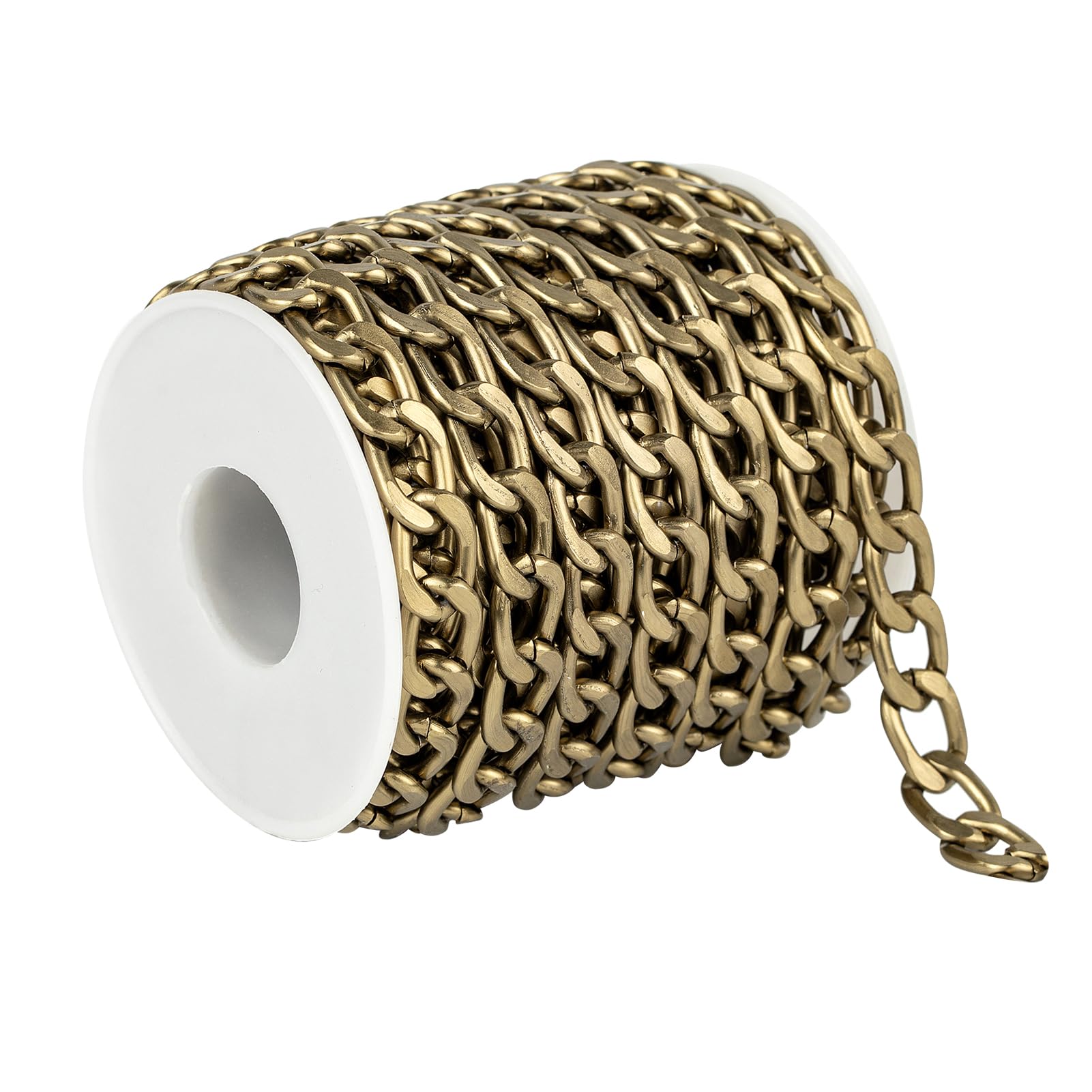 YOUBEIYEE 16.4 Feet Jewelry Making Chain Roll, Bronze Plated Aluminum Curb Cuban Chain Necklace for Women and Men Jewelry Chains Bulk