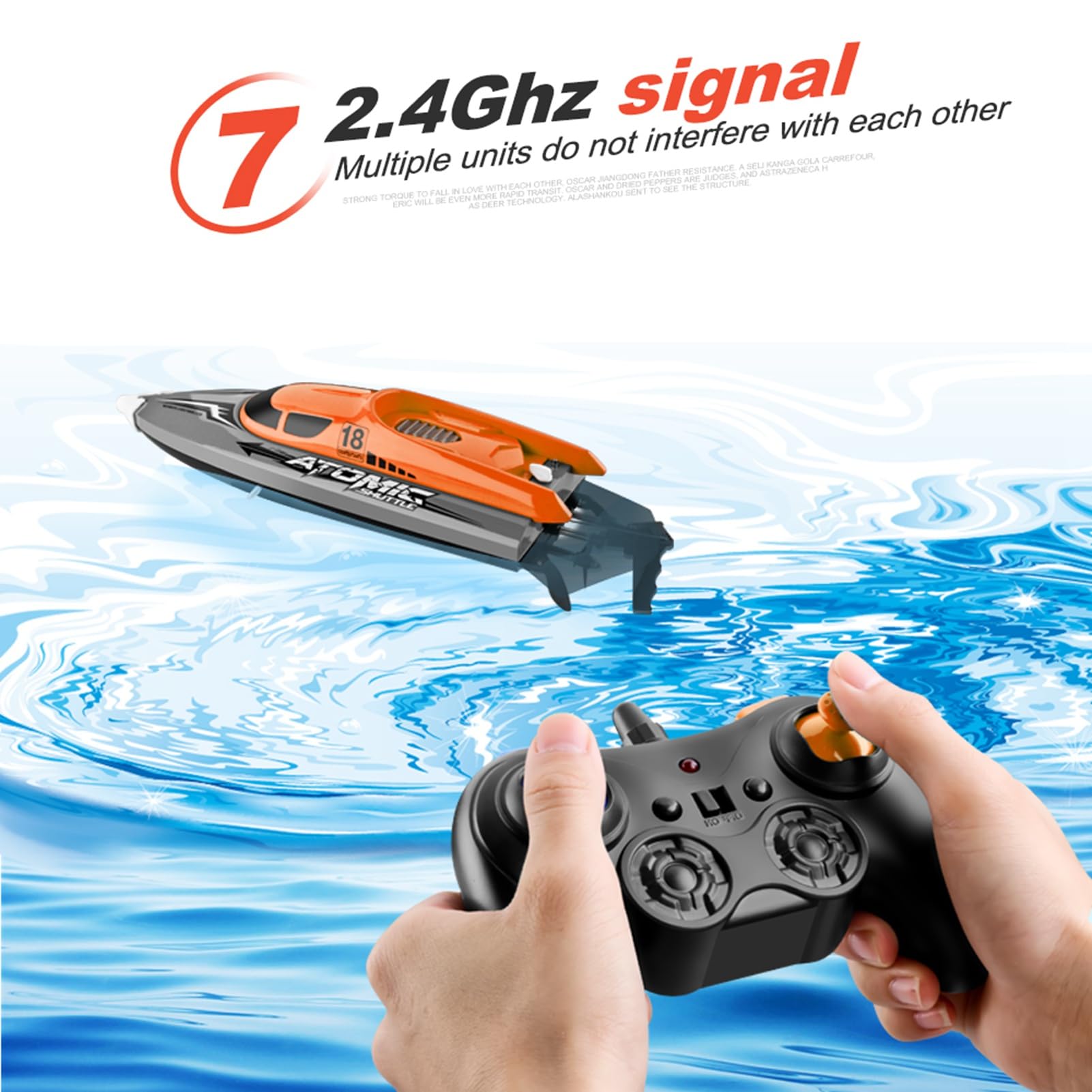 Generic RC Łódź Zwalniająca łódź Sterująca 30 Km/h Duża prędkość 2,4 GHz łódź Wyścigowa dla Dorosłych Niebieska/pomarańczowa (2 baterie)