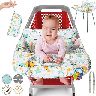 PILLANI Shopping Cart Seat for Baby, High Chair Cover for Restaurant Seat - Grocery Cart Cover for Baby Girl and Boy, Comfortable Cotton Buggy Covers for Babies - Padded Toddler Shopping Cart Cover