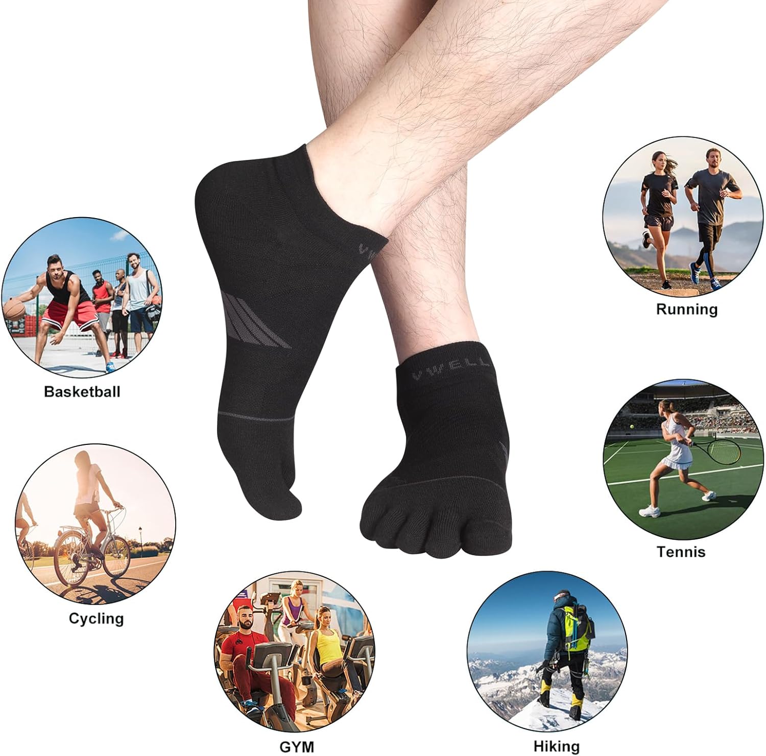 VWELL Toe Socks for Men and Women COOLMAX Five Finger Socks Athletic Running socks Sport Ankle Toe socks (3Pairs) - Image 6