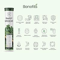 Vista 3 de Wellbeing Nutrition Daily Greens, Multivitamínico integral con vitamina C, zinc, B6, B12, hierro para inmunidad y desintoxicación con más de 39