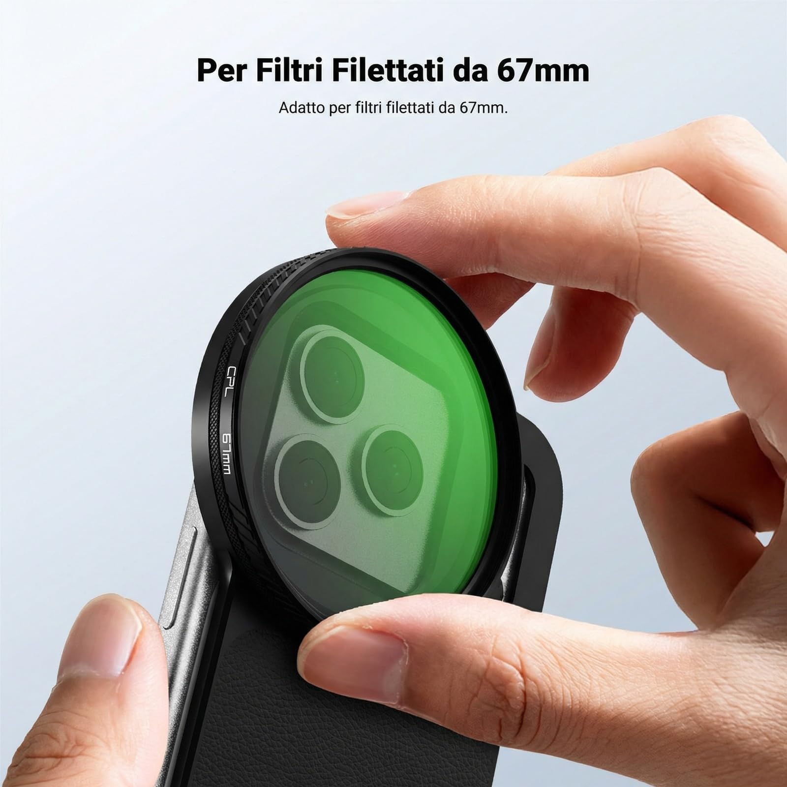 NEEWER Accessori Backplate Adattatore Magnetico da 6,9" per Filtro Obiettivo Telefono e Filtro Polarizzatore Circolare CPL 67mm Compatibile con MagSafe iPhone 12/13/14/15/16/17 Pro Max e 14/15/16 Plus