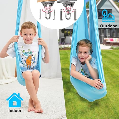 Miniatura 6 de Columpio sensorial, columpio de terapia para niños con necesidades especiales (herramientas incluidas), columpio sensorial para TDAH, autismo,