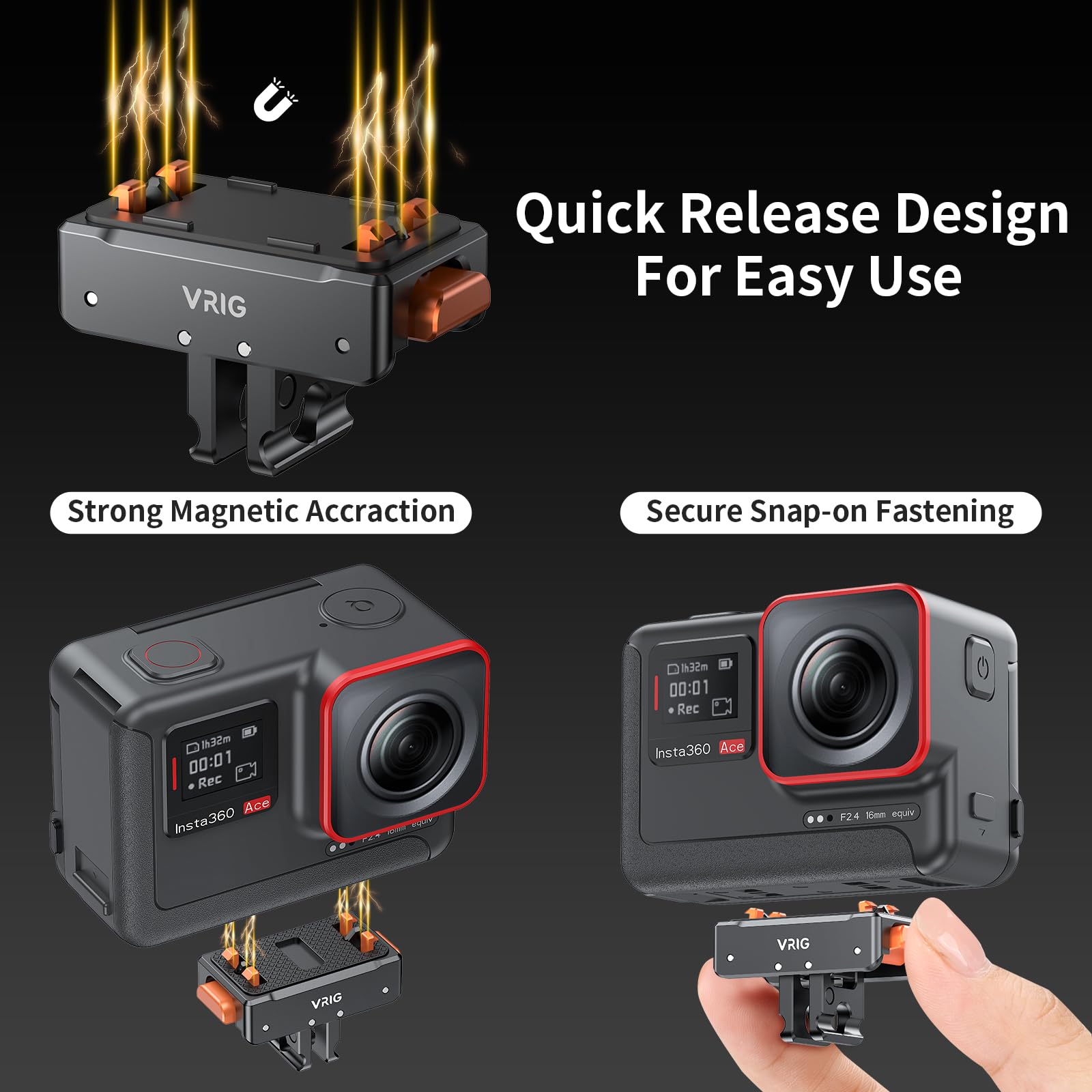 X5 Support à Libération Rapide Pour Insta360 X5, Pour Insta 360 Selfie Stick Adaptateur De Trépied, Compatible Avec Insta360 X5 / Ace Pro 2 / Ace Pro/Ace