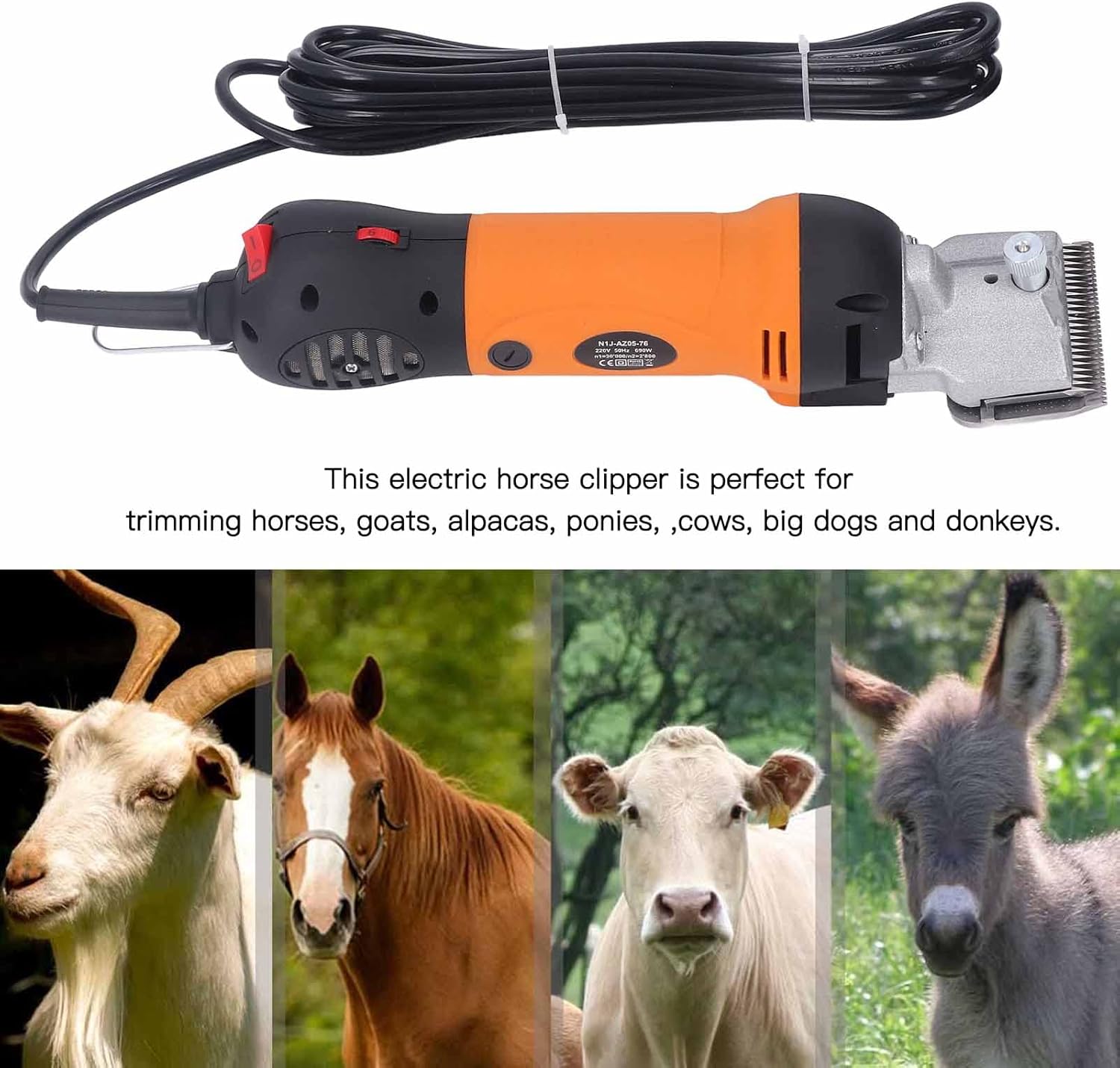 690W Sheep Horse Clipper Professional Electric Grooming Kit Horse Hair Shears for Thick Coated Animals