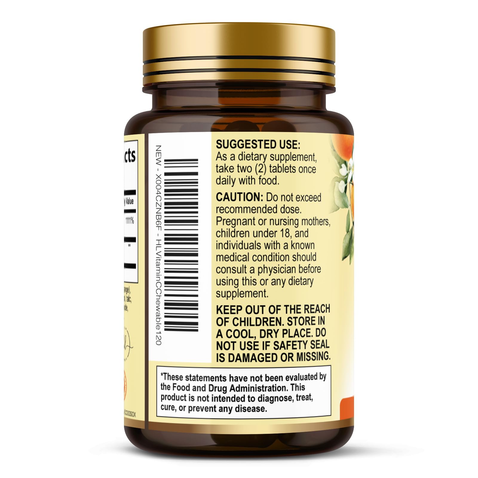 Vitamin C 1000mg Per Serving - Extra Strength with Rose Hips Bioflavonoids - Sugar Free Vitamin C Chewable Pills, Vit C Supplement for Immune Support & Antioxidant, USA Bottled - 120 Chewable Tablets — Amazon image 8