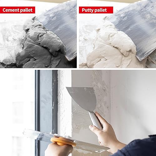 Miniatura 6 de SUMED Kit de herramientas manuales de mampostería de yeso, halcón de aluminio de 12 pulgadas y cuchillo de masilla de acero inoxidable de 6