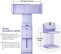 Vista 6 de Perilogics Soporte de Montaje para Teléfono de Avión Universal en Vuelo Visualización Manos Libres con Rotación Dual Multidireccional de 360 Grados