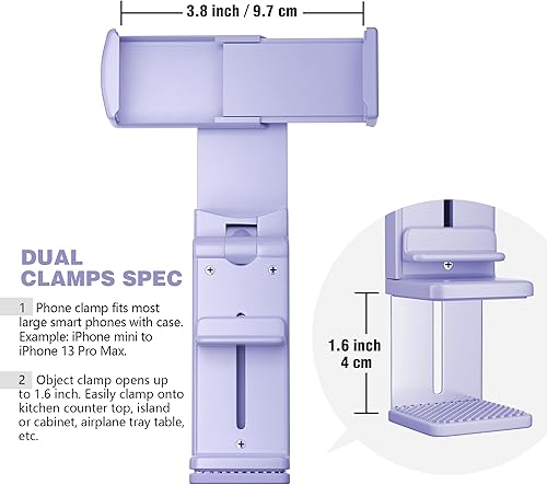Miniatura 6 de Perilogics Soporte de Montaje para Teléfono de Avión Universal en Vuelo Visualización Manos Libres con Rotación Dual Multidireccional de 360 Grados