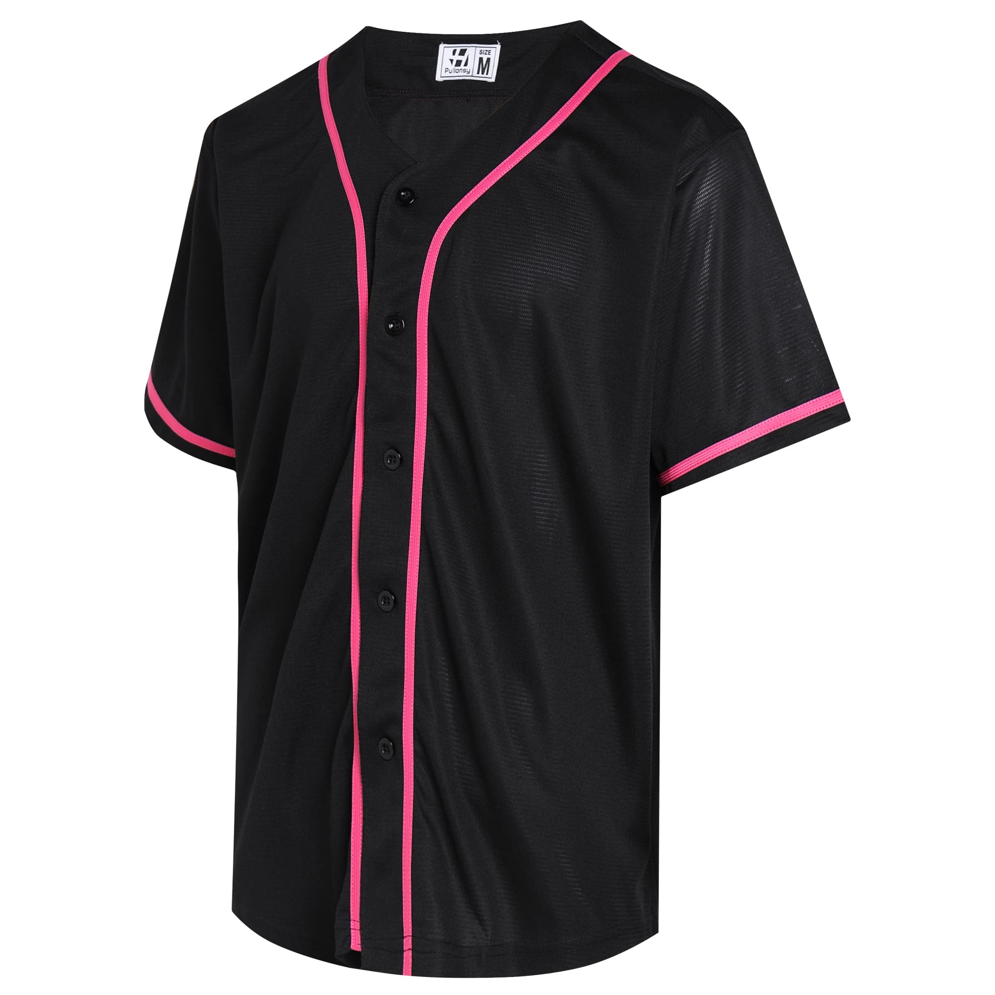 Pullonsy Blank Baseball Jersey for Men Women Full Button Up Short Sleeves Shirts Hip Hop Hipster Sports Uniforms